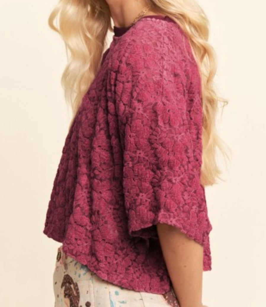 MAROON VELVET FLORAL