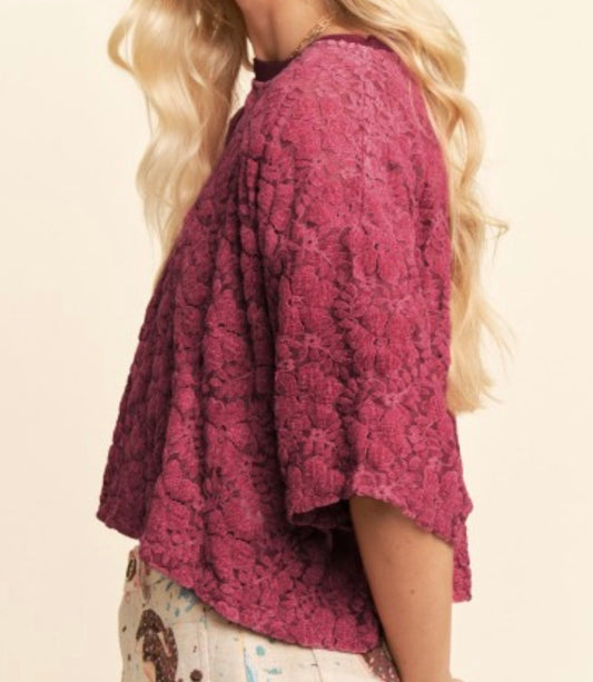 MAROON VELVET FLORAL