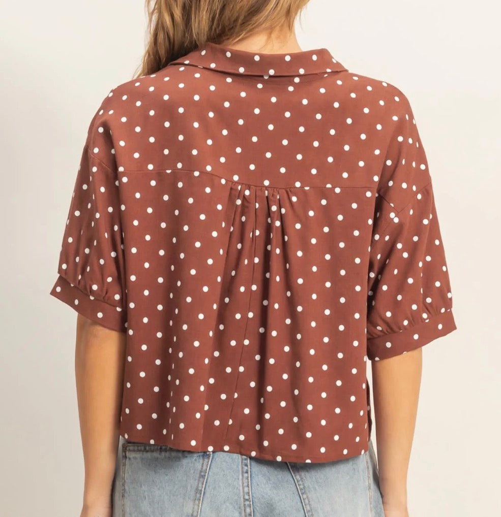 BROWN POLKA DOT TOP