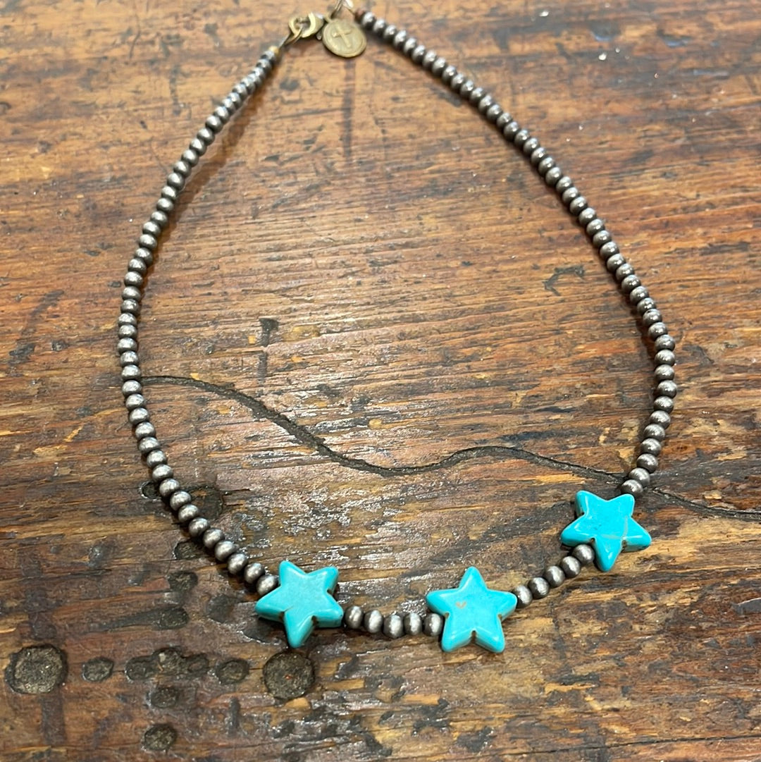 NAVAJO + TURQUOISE STAR NECKLACE